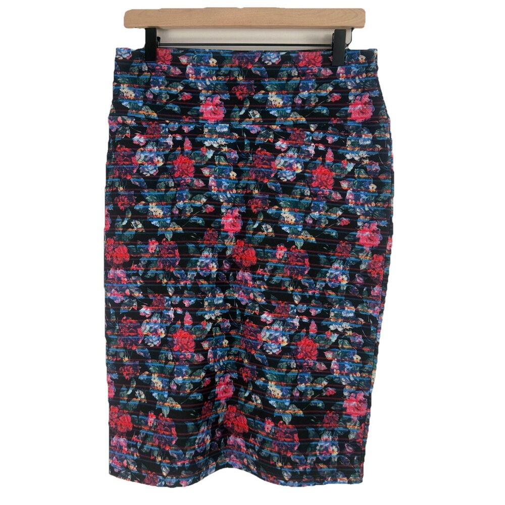 LuLaRoe Multicolor Floral High-Rise Knit Pencil Skirt